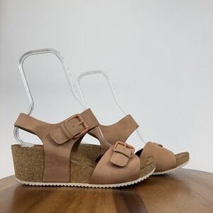 Womens Euro Soft By Sofft Emylee Pink Faux Leather Strappy Wedge Sandals Size 11